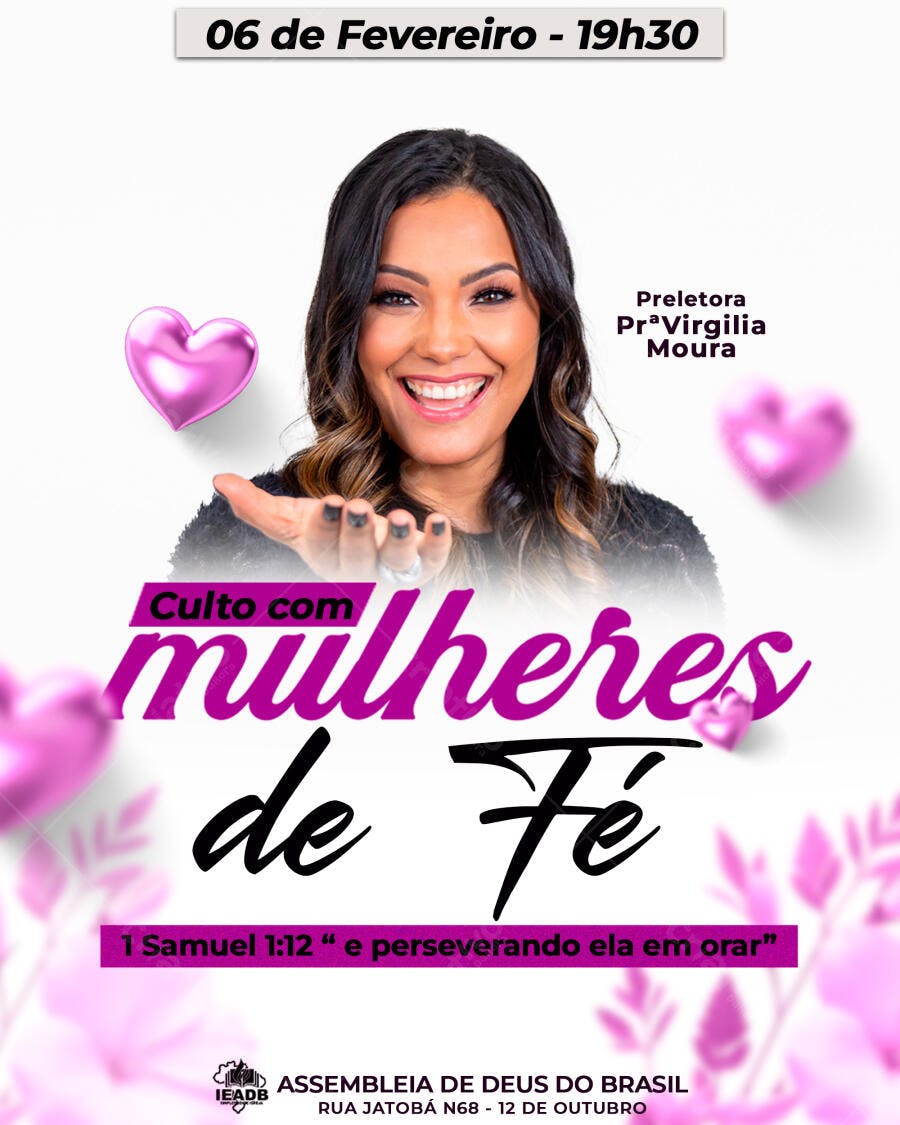 Flyer Mulheres de Fé Igreja Evangélica PSD Editável