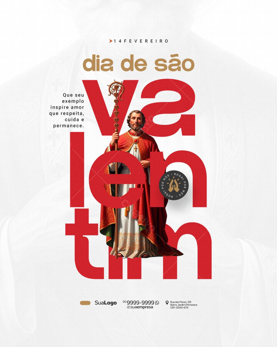 Post Instagram Dia de São Valentim Fevereiro PSD Editável