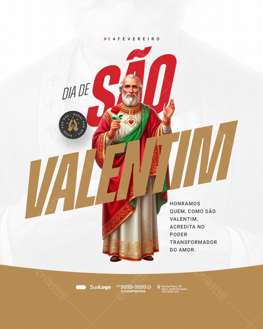 Post Instagram Dia de São Valentim Fevereiro PSD Editável