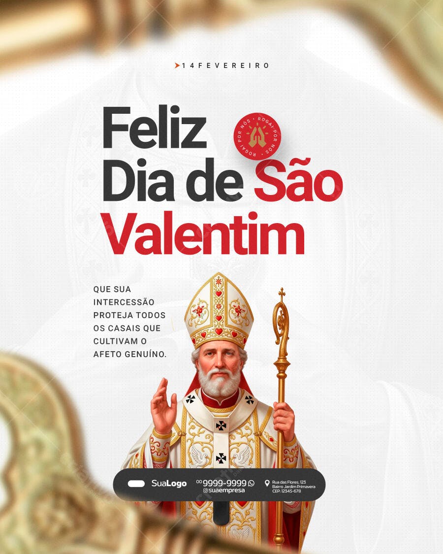 Post Instagram Dia de São Valentim Fevereiro PSD Editável