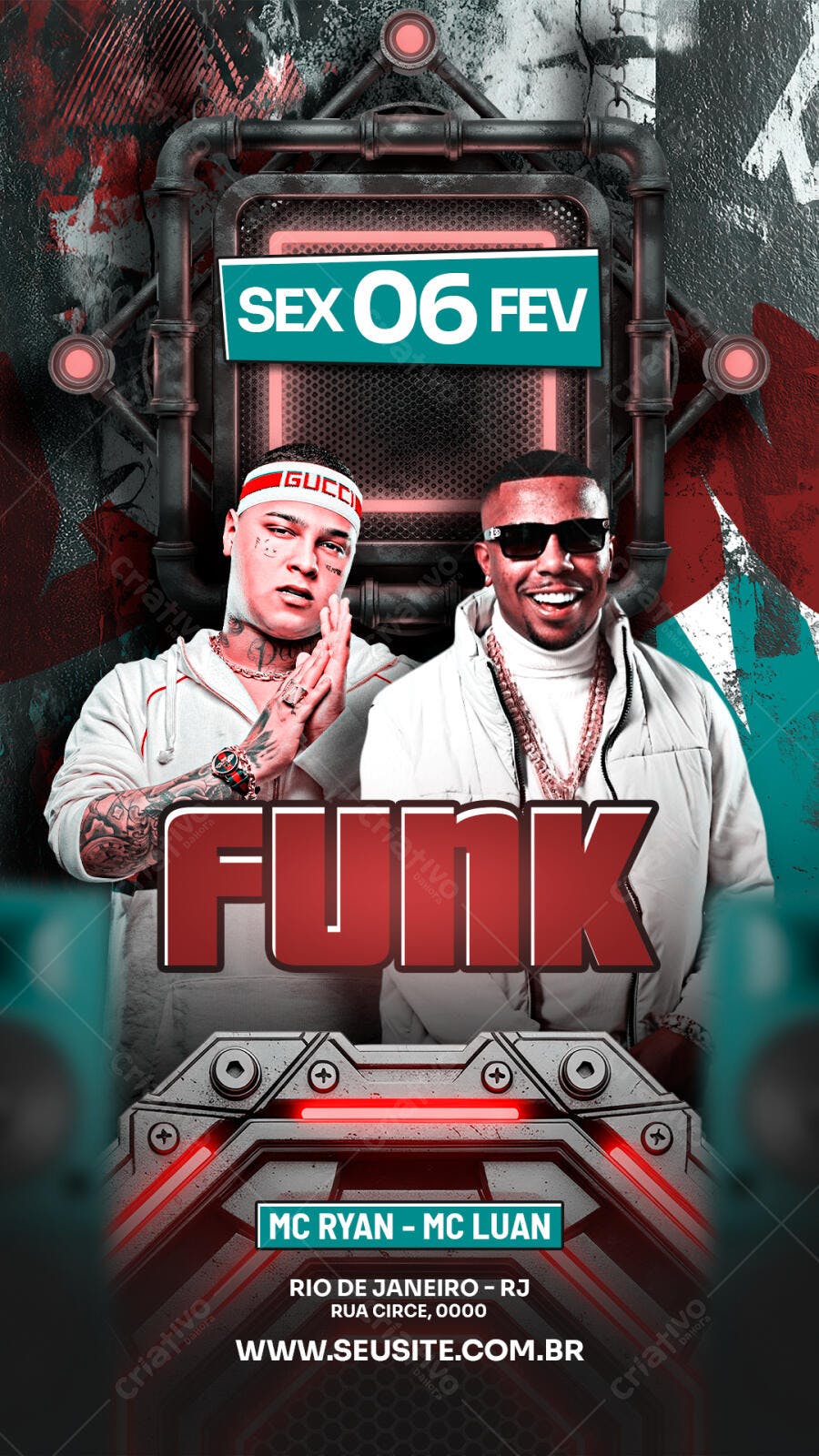 Flyer Festa Funk Fevereiro MC Ryan MC Luan PSD Editável