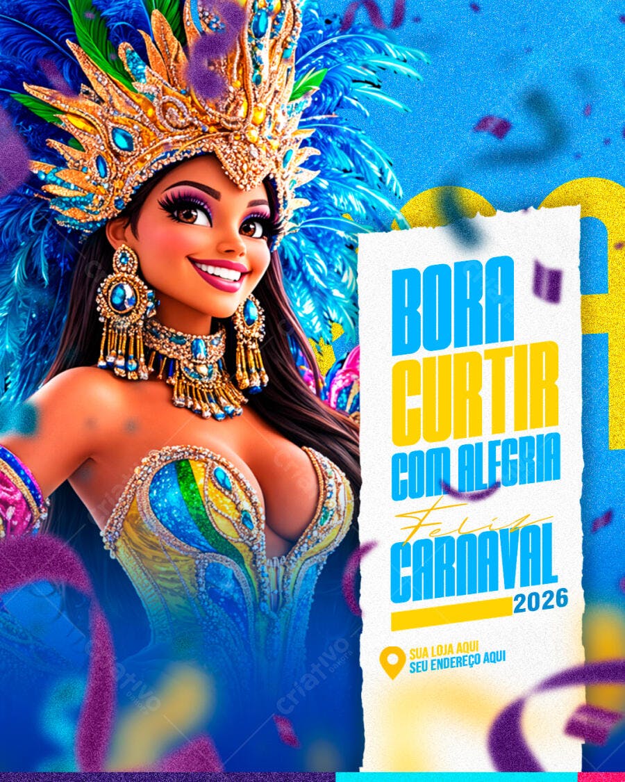Flyer Carnaval 2026 Festa Brasileira PSD Editável