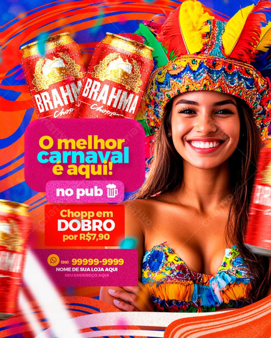 Flyer Carnaval Fevereiro Pub Bar PSD Editável