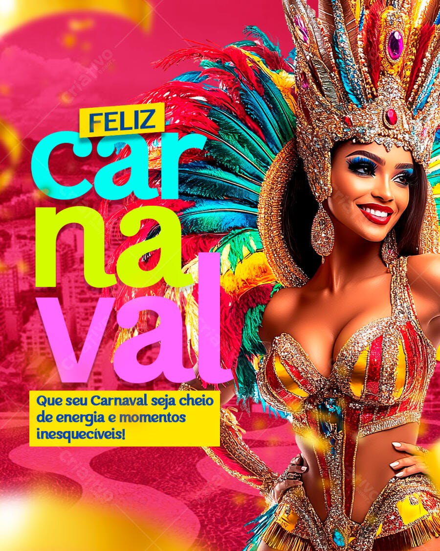 Post Instagram Carnaval Fevereiro PSD Editável