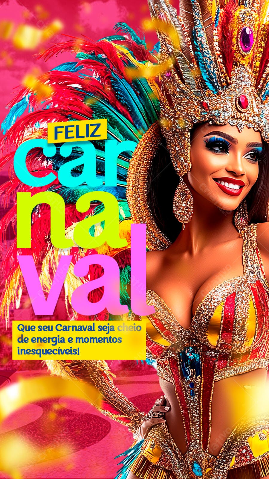 Post Instagram Carnaval Fevereiro PSD Editável