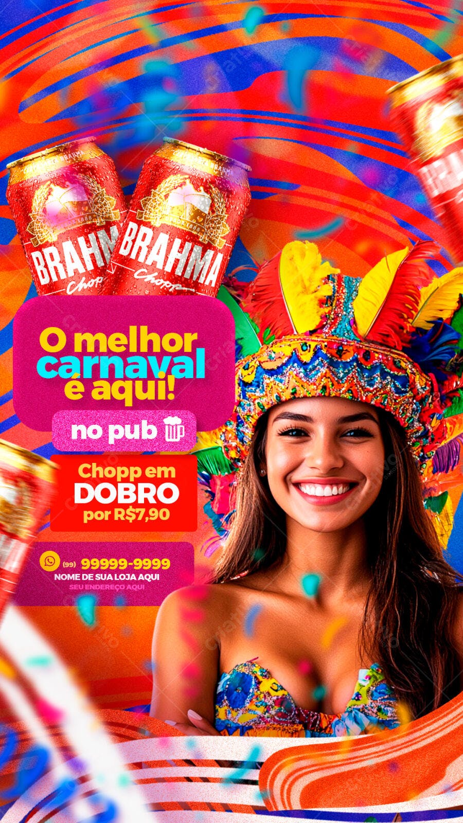 Story Instagram Carnaval Fevereiro Pub Bar PSD Editável