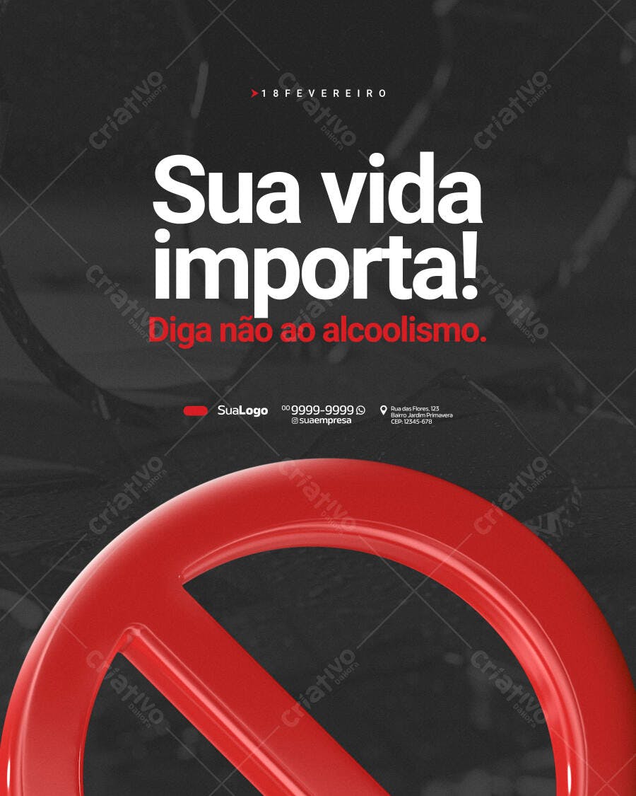 Post Instagram Campanha Contra Alcoolismo PSD Editável