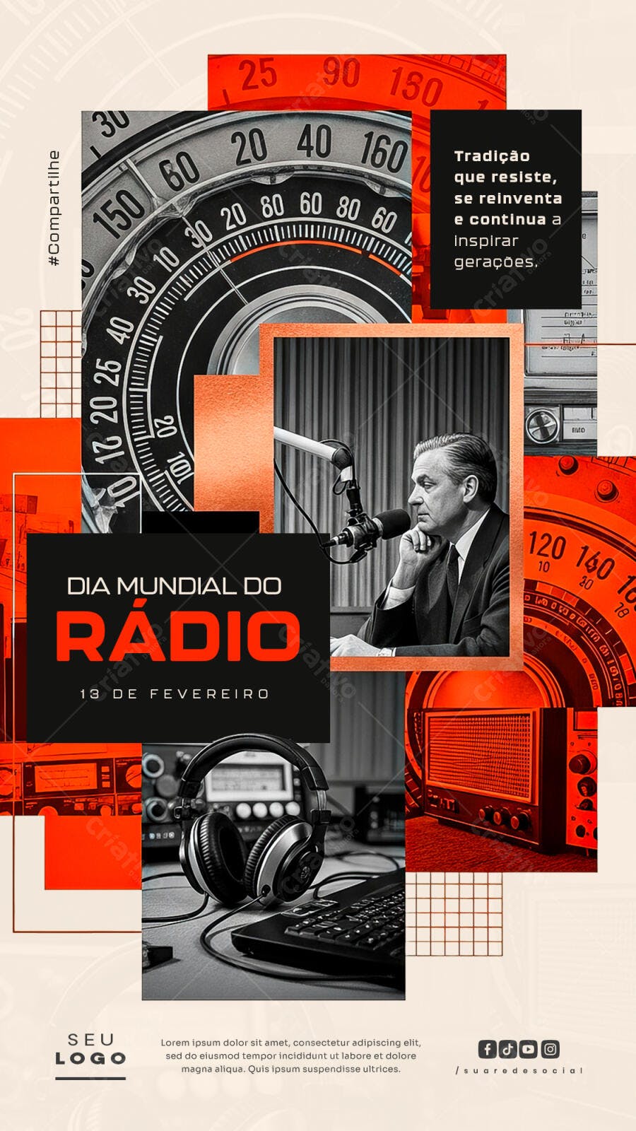 Story Instagram Dia Mundial do Rádio 13 de Fevereiro PSD Editável