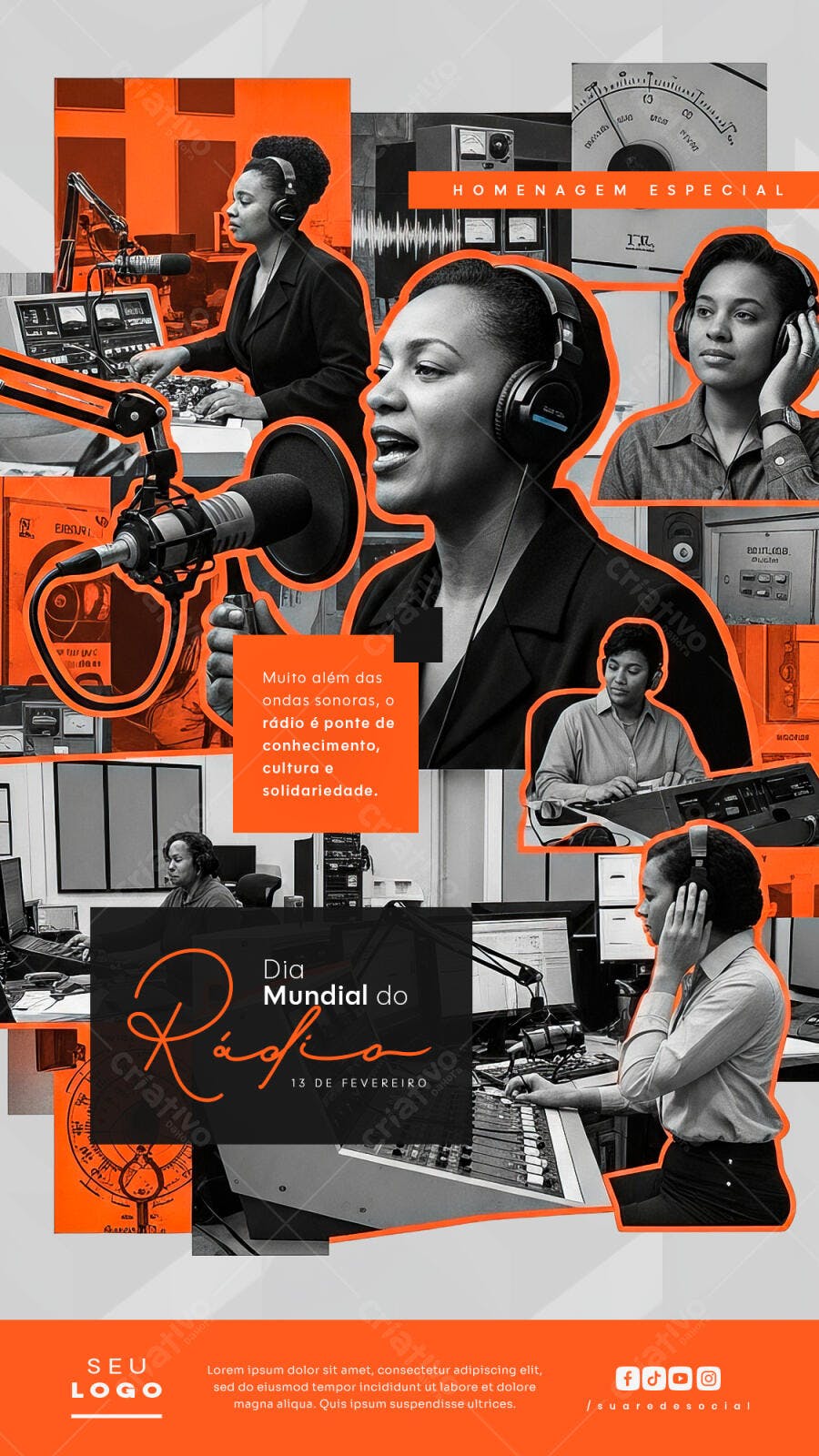 Post Instagram Dia Mundial do Rádio 13 de Fevereiro PSD Editável