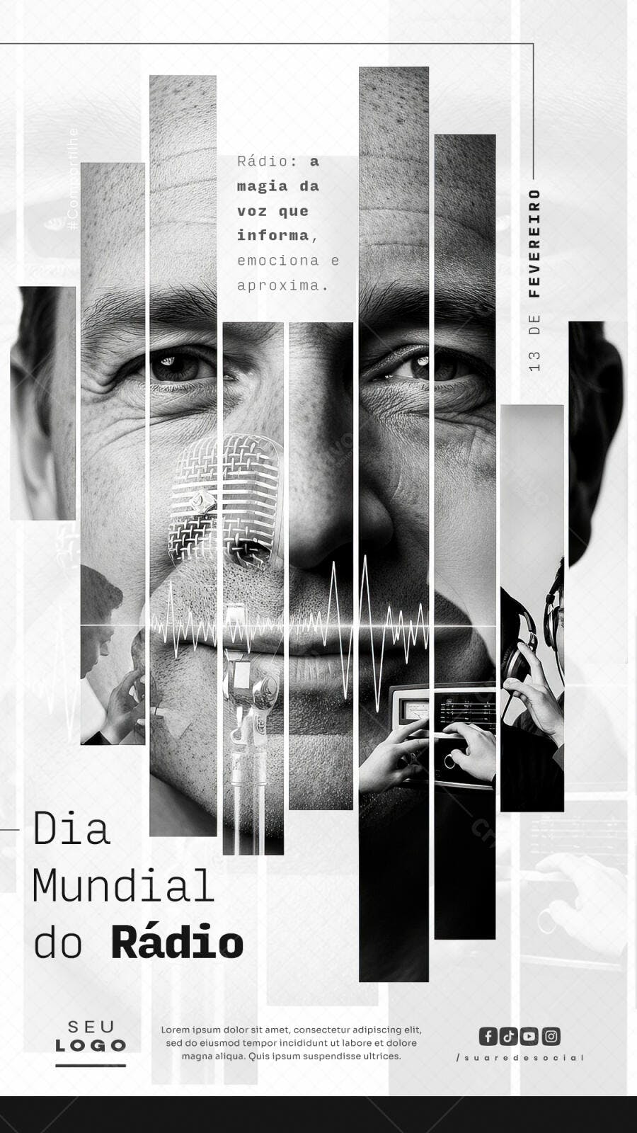 Post Dia Mundial do Rádio 13 de Fevereiro PSD Editável