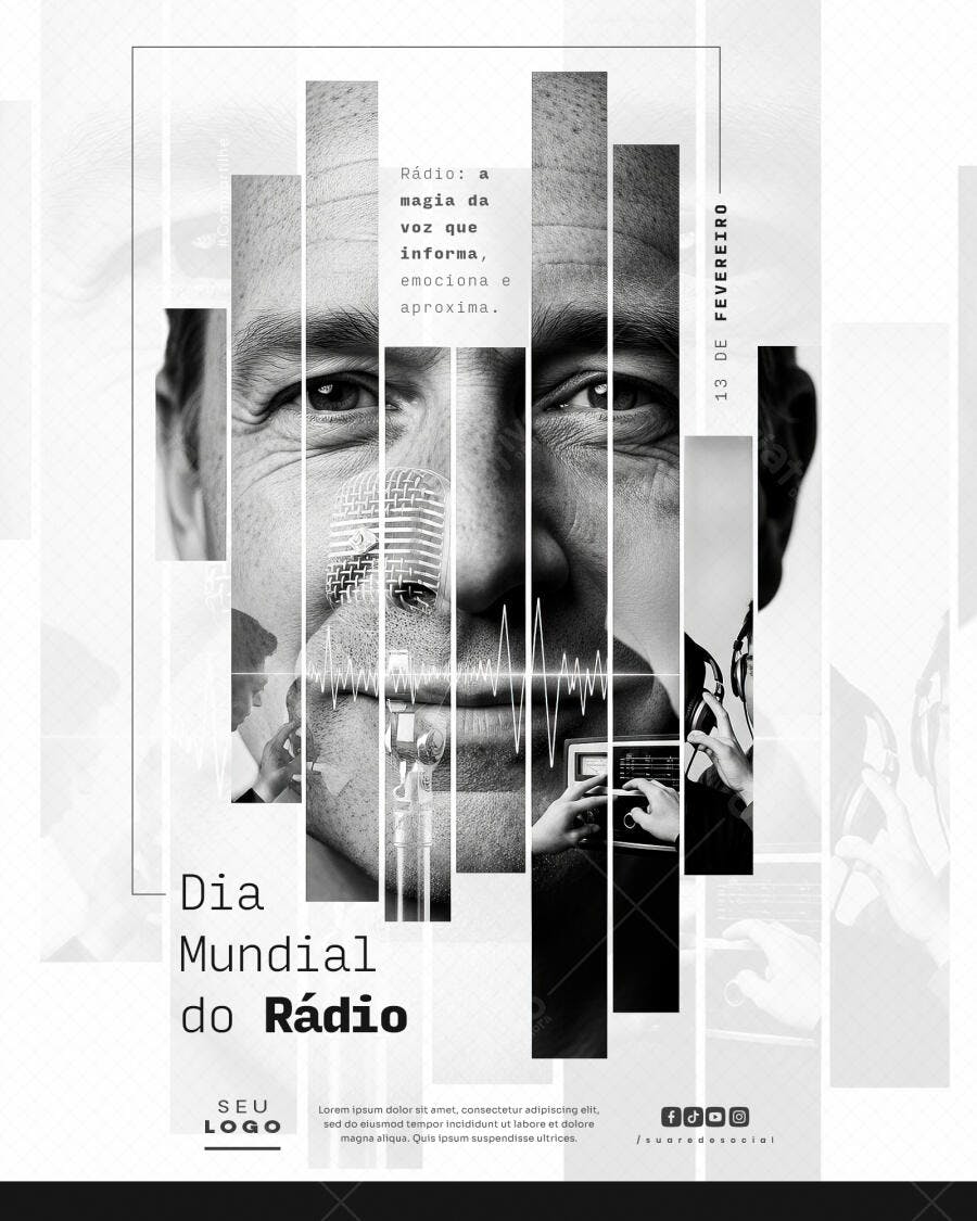 Post Dia Mundial do Rádio 13 de Fevereiro PSD Editável
