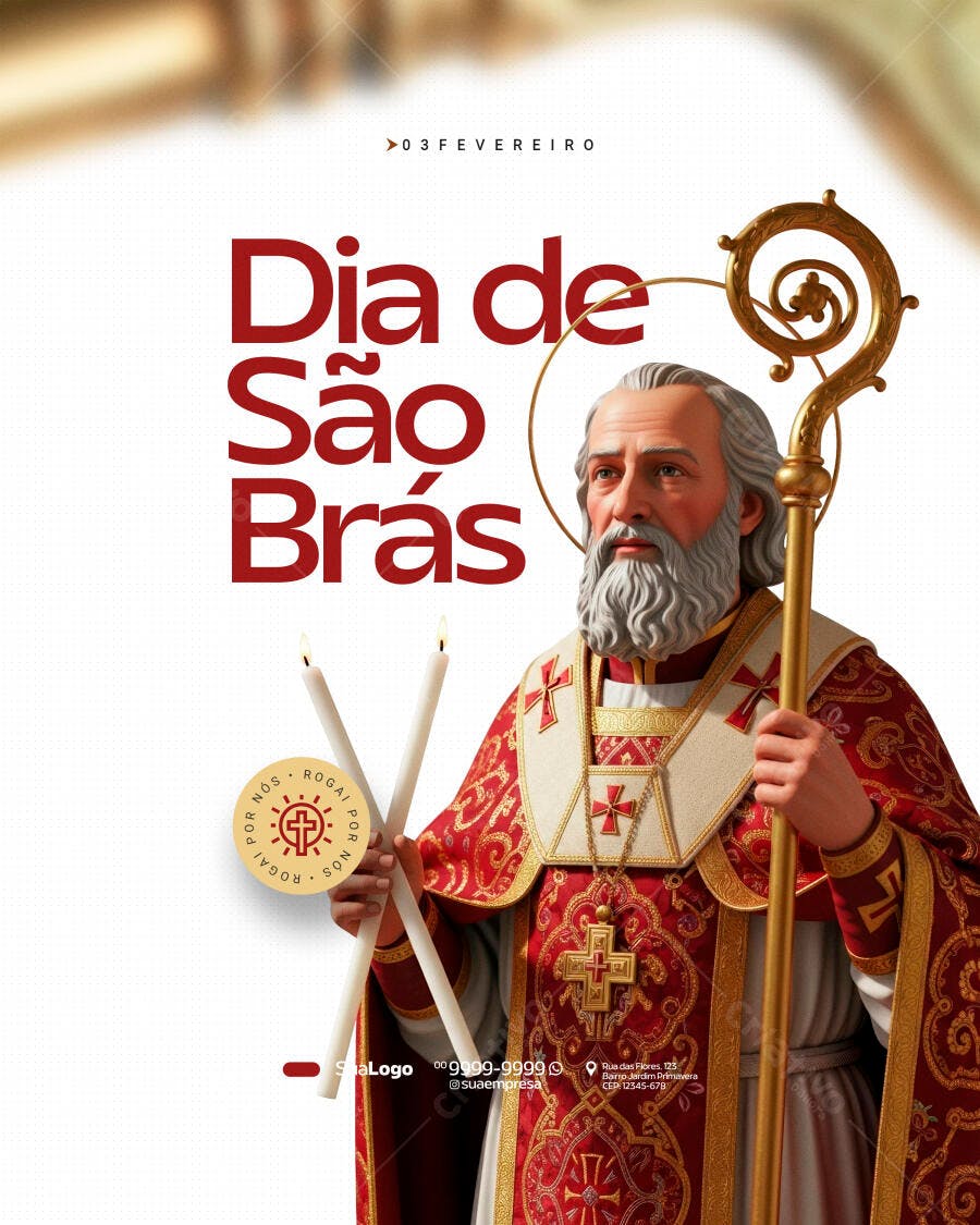 Post Instagram Dia de São Brás 3 de Fevereiro PSD Editável