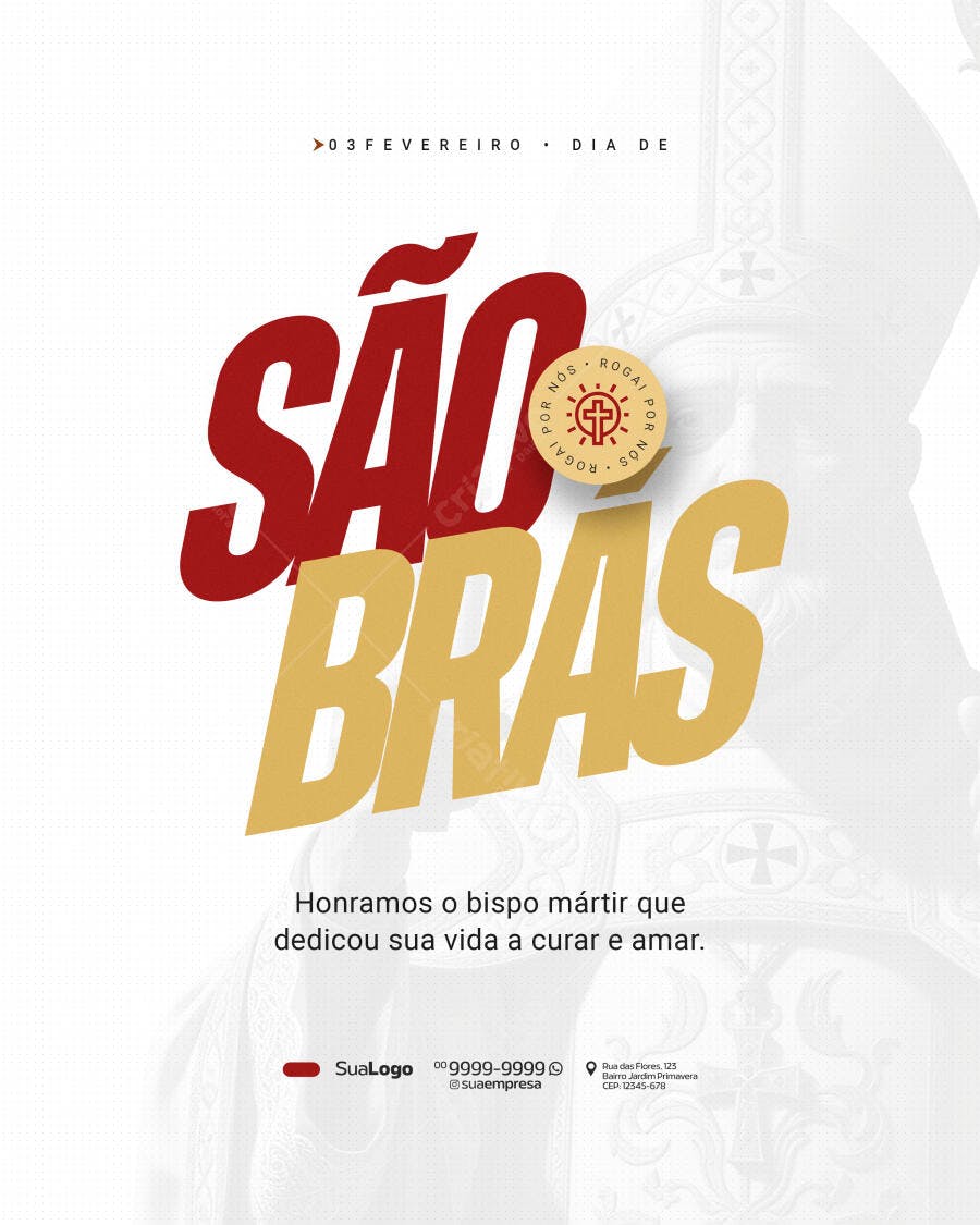 Post Instagram Dia de São Brás 3 de Fevereiro PSD Editável