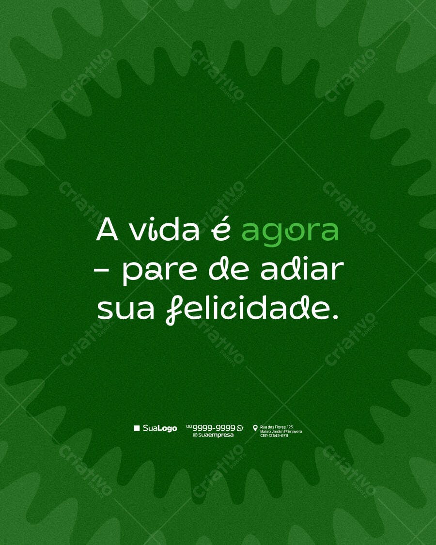Post Instagram Frase Motivacional Verde PSD Editável