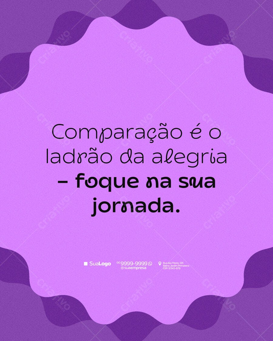 Post Instagram Frase Motivacional Roxo PSD Editável