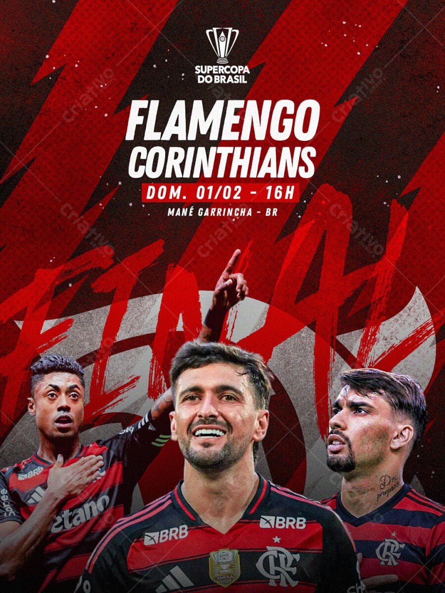 Post Supercopa do Brasil Flamengo Corinthians PSD Editável