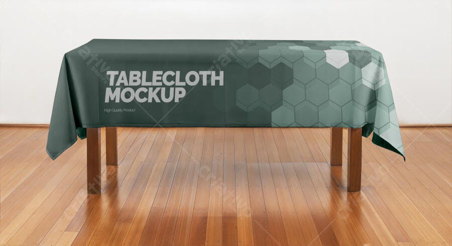 Mockup Toalha de Mesa Retangular Tecido Realista Editável
