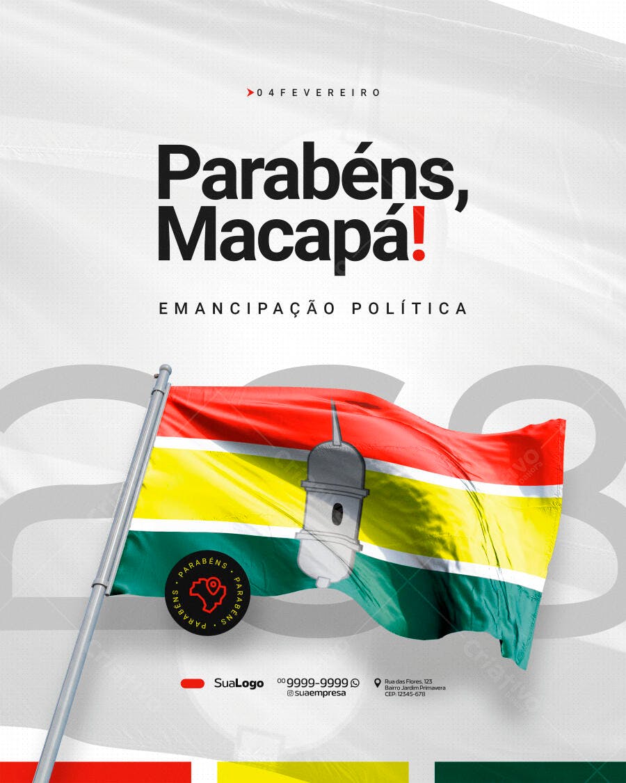 Post Instagram Aniversário Macapá Emancipação Política PSD Editável