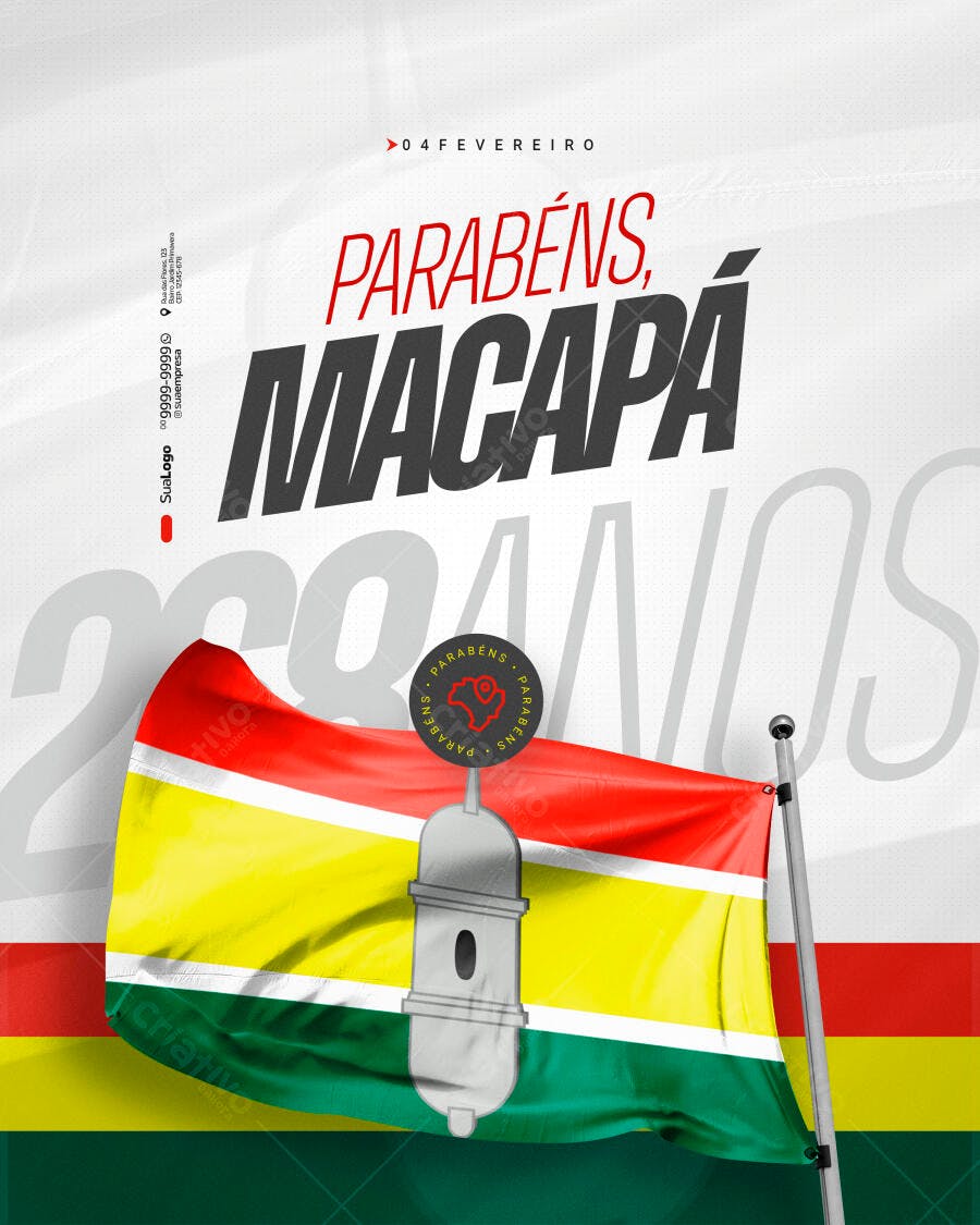 Post Instagram Aniversário Macapá 265 Anos PSD Editável