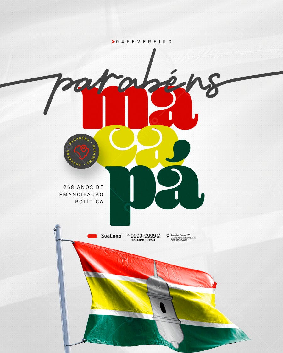 Post Macapá Aniversário 4 de Fevereiro PSD Editável