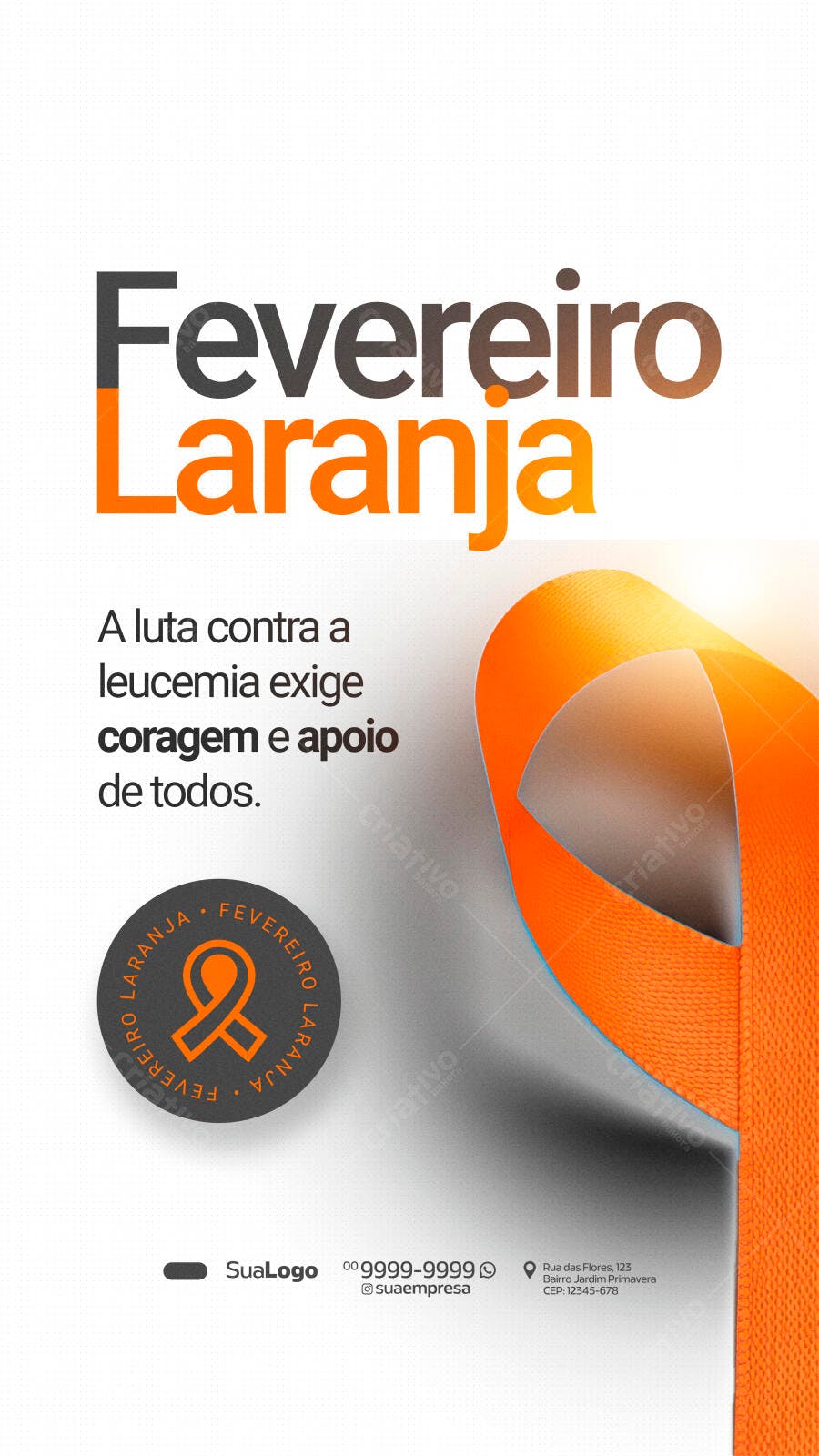 Post Instagram Fevereiro Laranja Conscientização PSD Editável