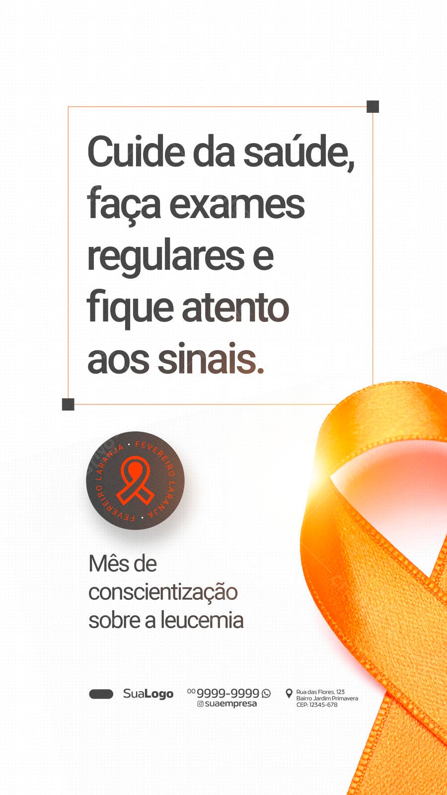 Story Fevereiro Laranja Leucemia PSD Editável