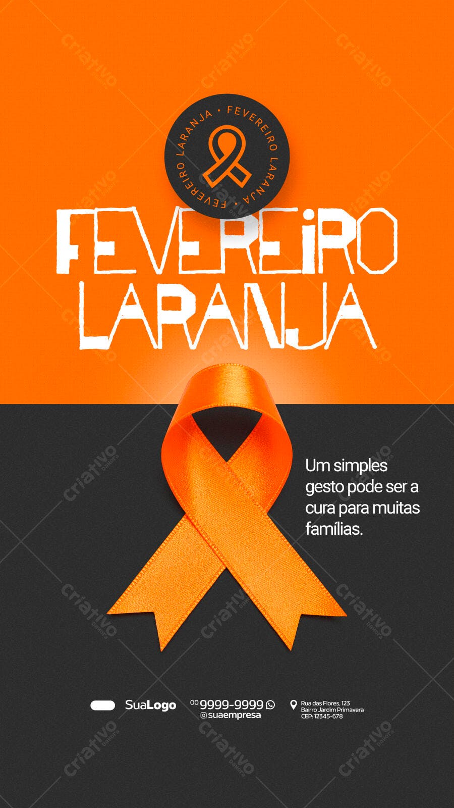 Post Instagram Fevereiro Laranja Conscientização PSD Editável