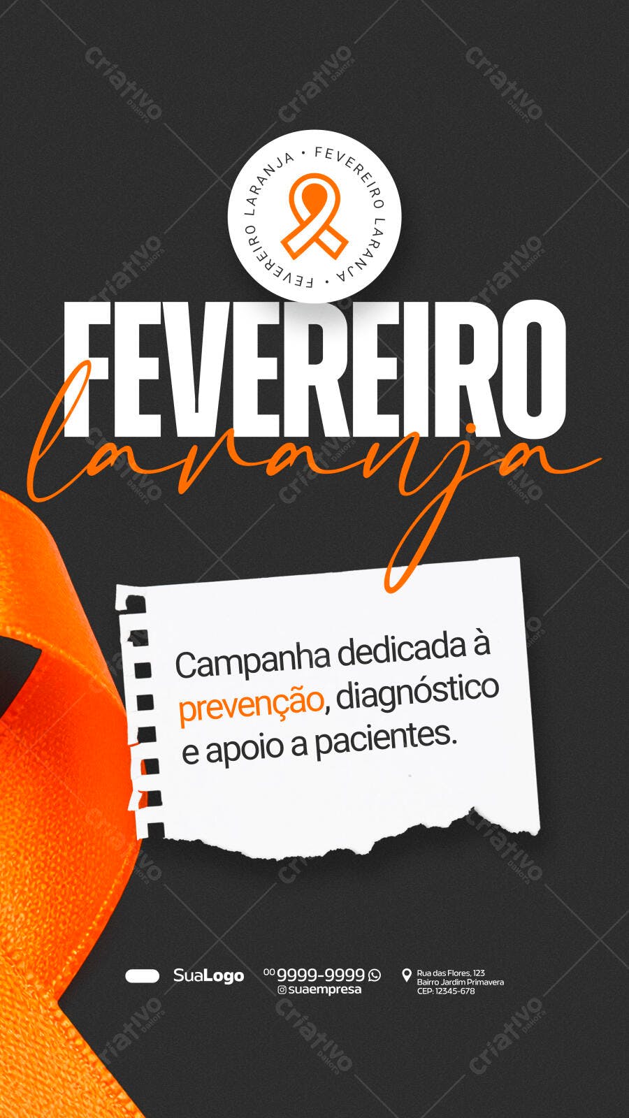 Story Fevereiro Laranja Campanha Saúde PSD Editável
