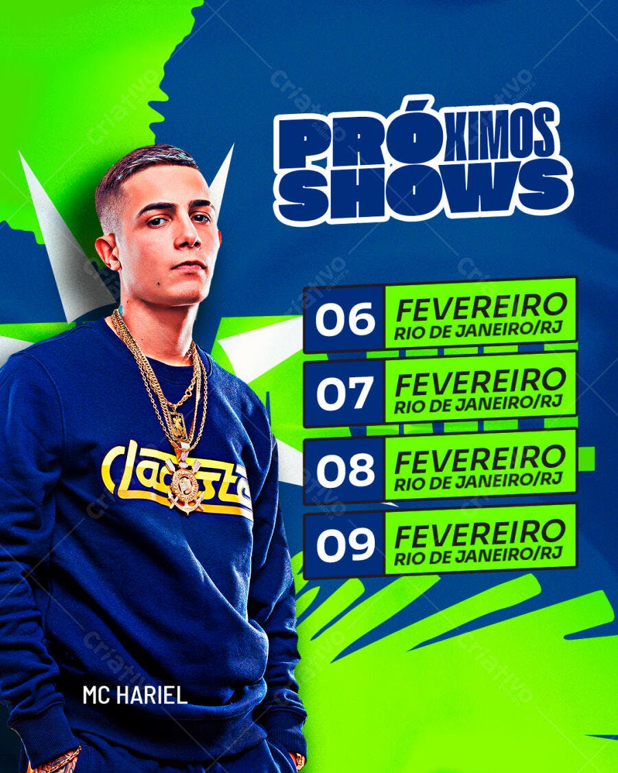 Post Instagram Próximos Shows MC Hariel Fevereiro PSD Editável