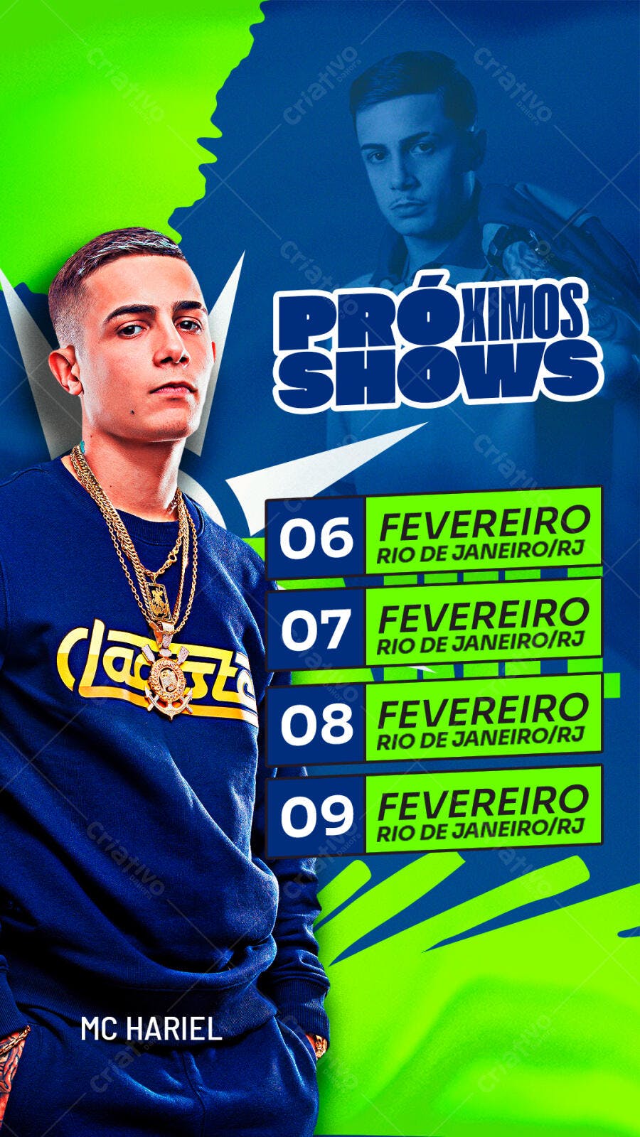 Post Instagram Próximos Shows MC Hariel Fevereiro PSD Editável