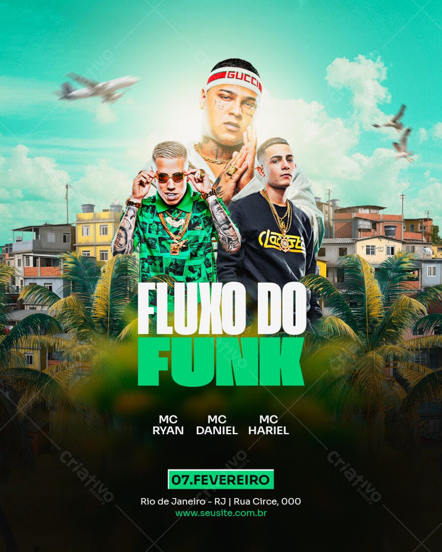 Flyer Festa Funk Fevereiro PSD Editável