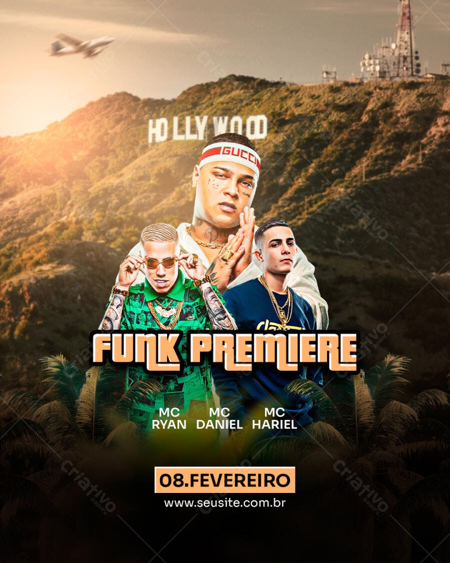 Flyer Funk Premiere Fevereiro PSD Editável
