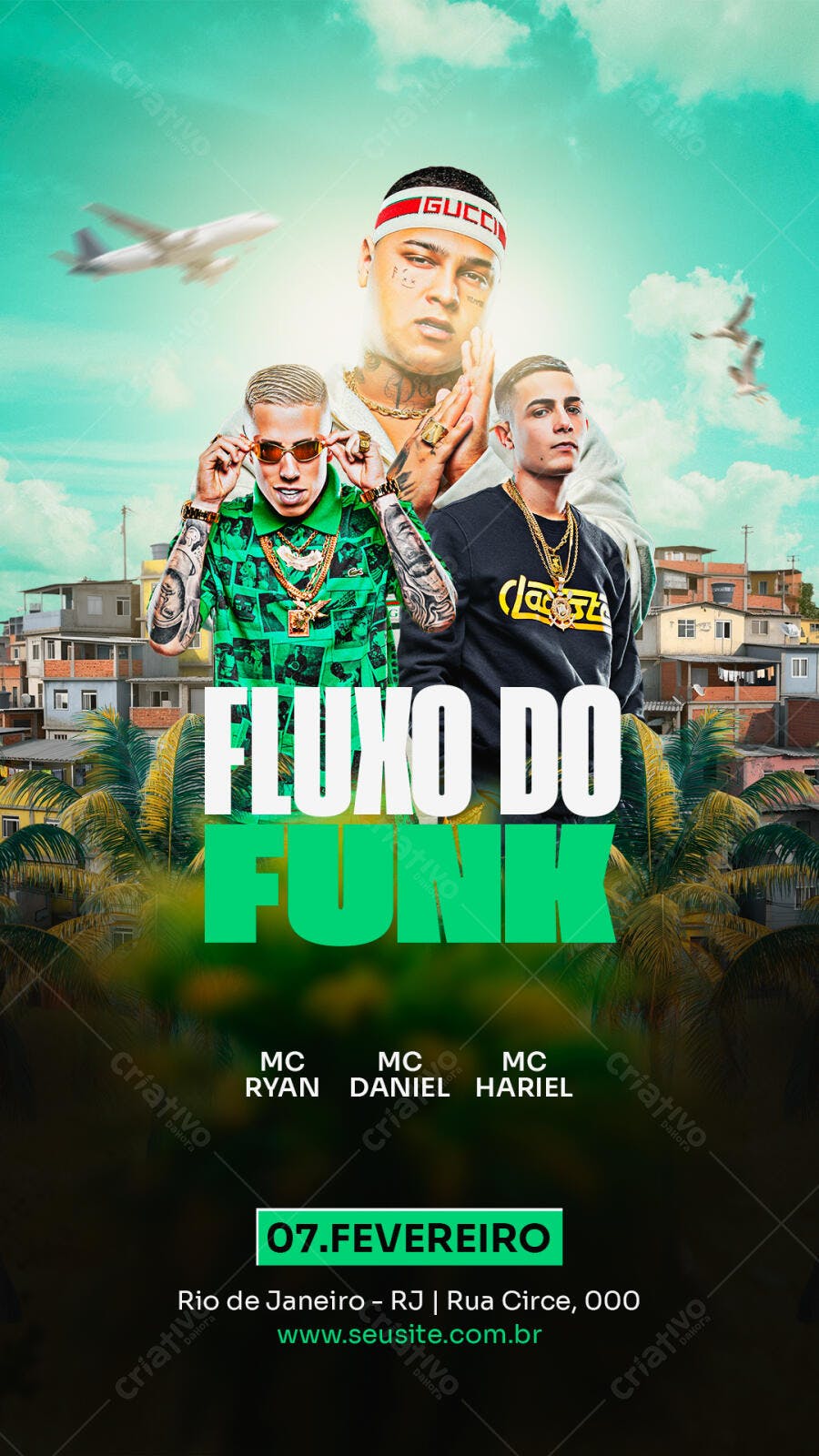 Flyer Festa Funk Flagra Favelas PSD Editável