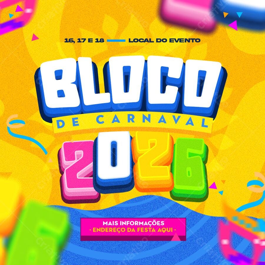 Flyer Bloco de Carnaval 2024 PSD Editável