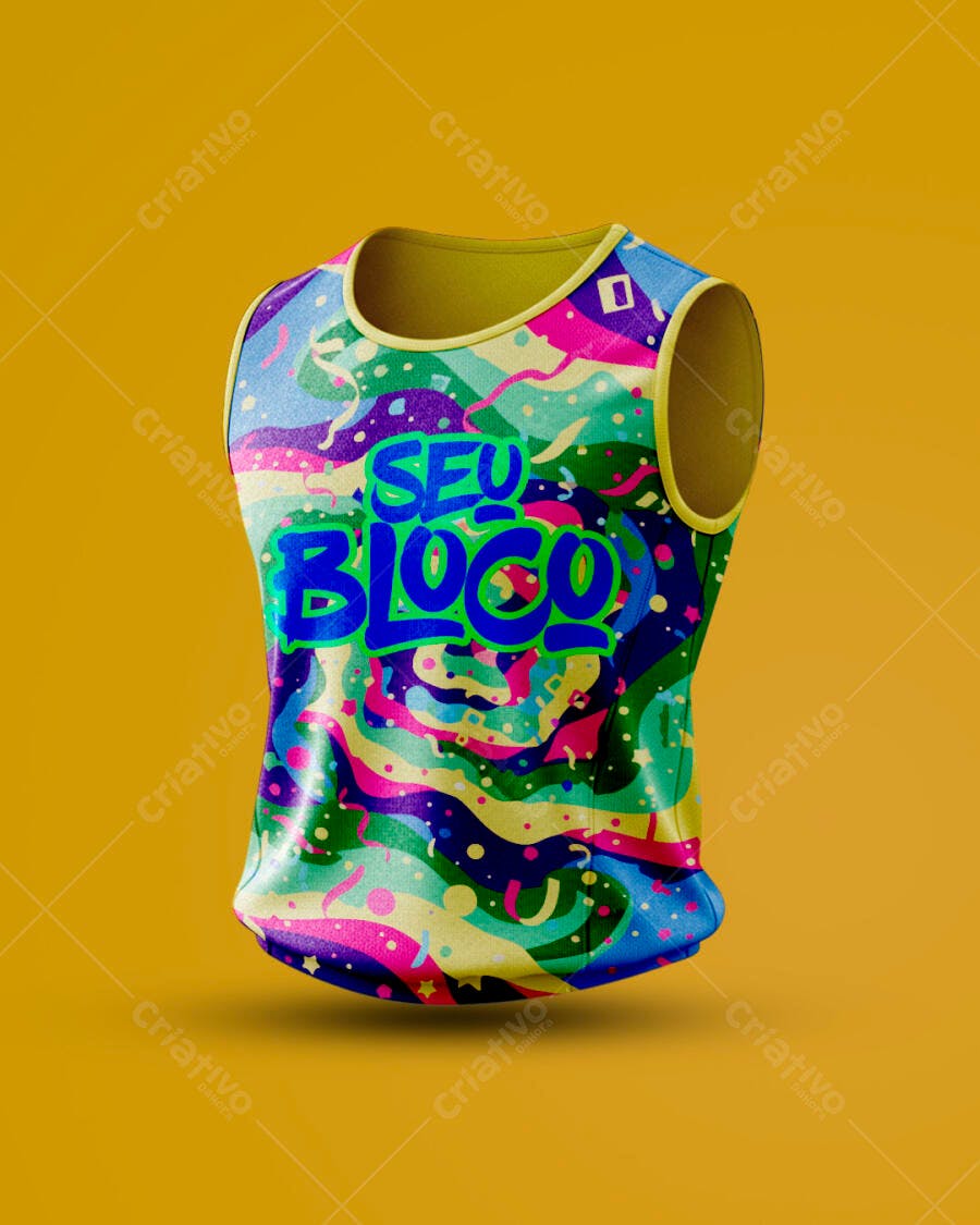 Mockup Camisa Abadá Carnaval Seu Bloco PSD Editável