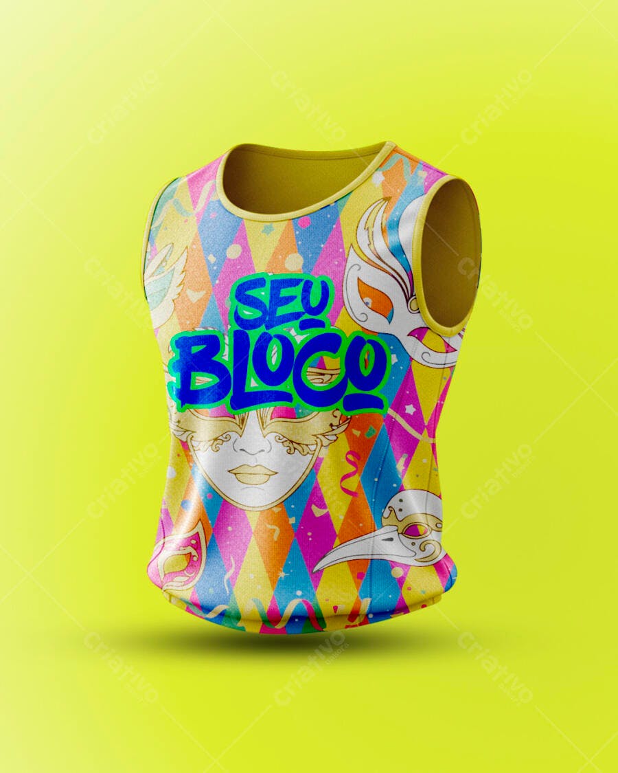 Mockup Abadá Carnaval Bloco de Rua PSD Editável Fevereiro