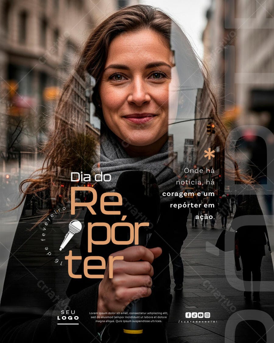 Post Instagram Dia do Repórter 16 de Fevereiro PSD Editável