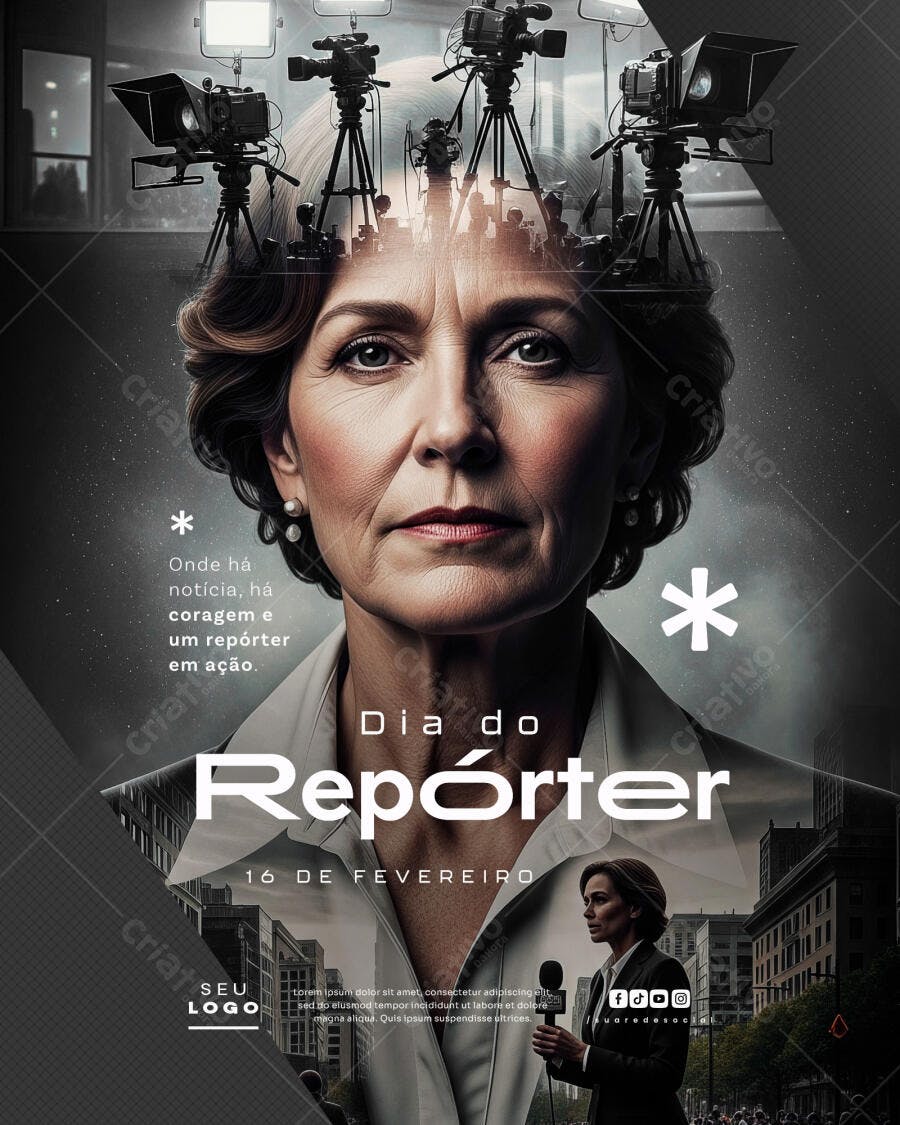 Flyer Dia do Repórter 16 de Fevereiro PSD Editável