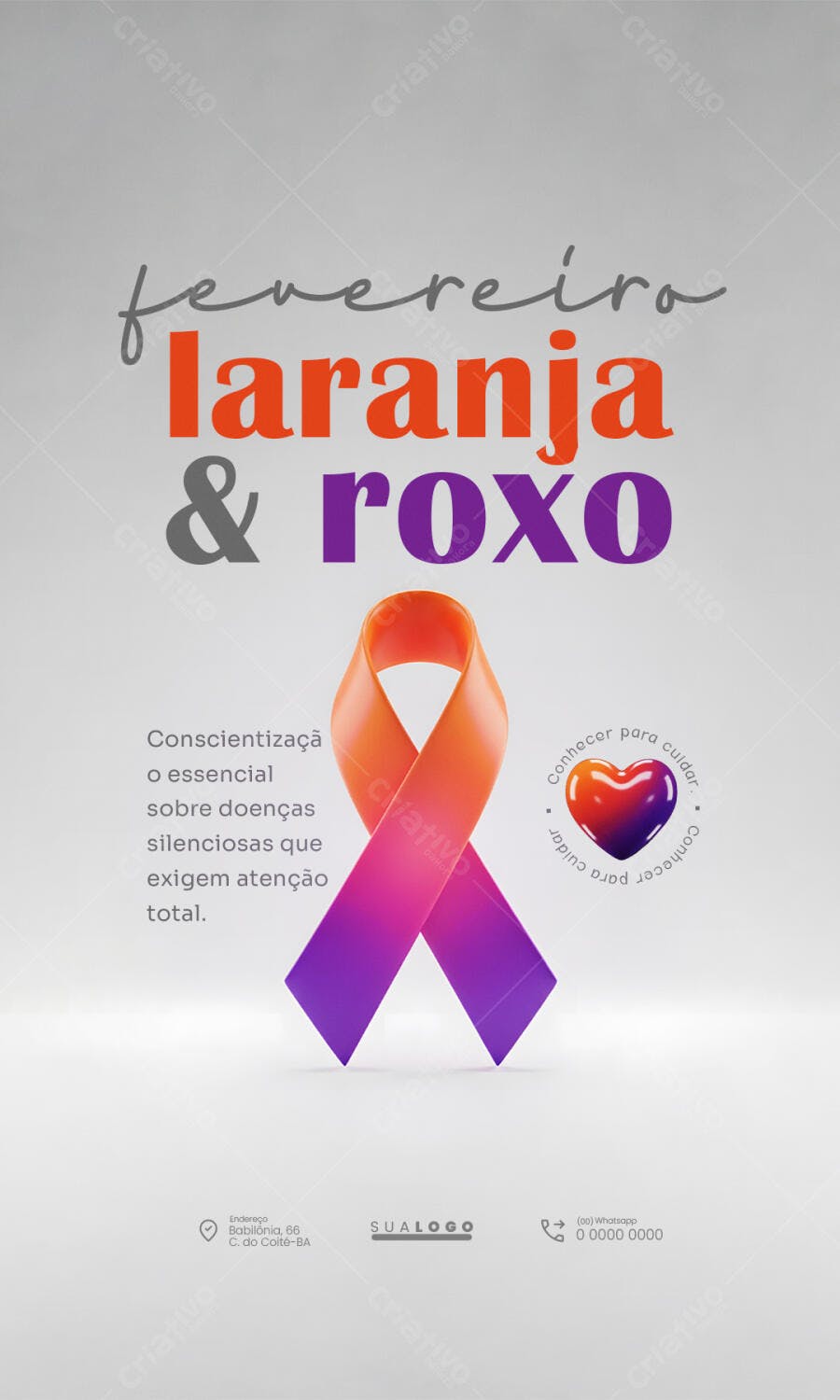 Story Fevereiro Laranja Roxo Conscientização PSD Editável