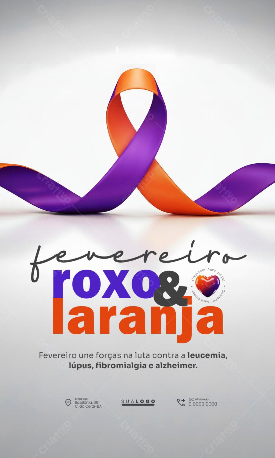 Post Instagram Fevereiro Roxo Laranja Campanha PSD Editável