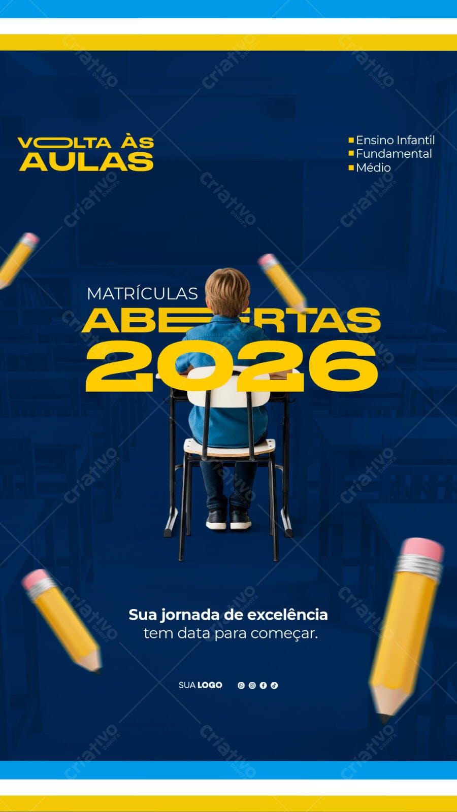 Story Instagram Volta às Aulas Matrículas Abertas PSD Editável