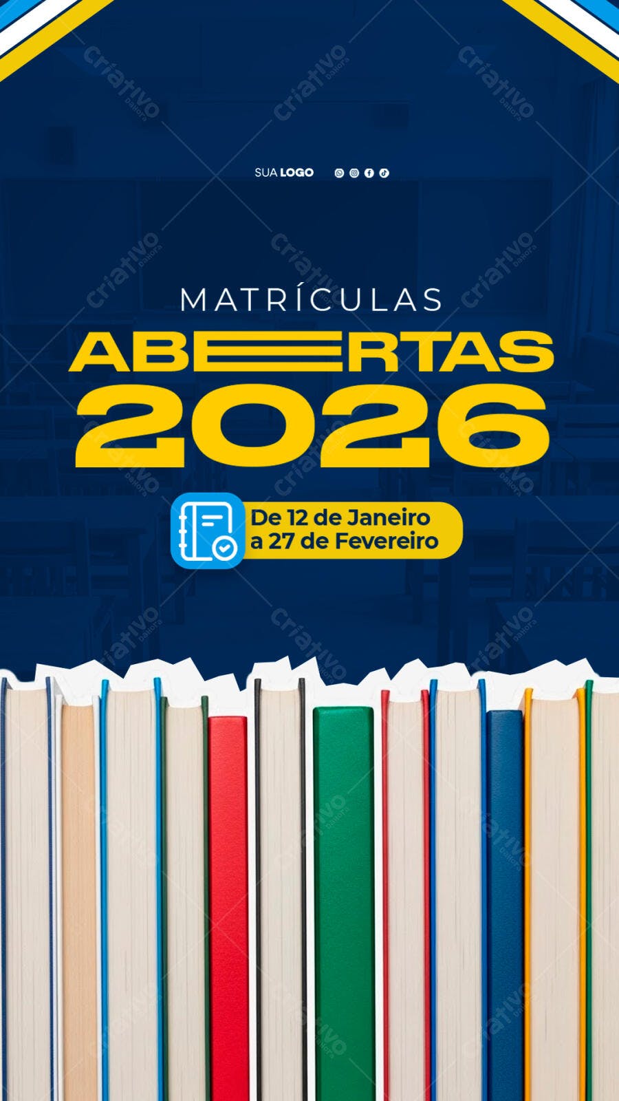 Story Instagram Matrículas Abertas Escola 2026 PSD Editável