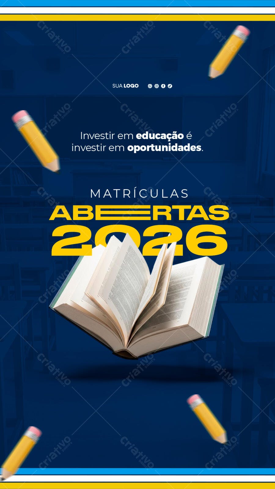 Story Instagram Matrículas Abertas Escola 2026 PSD Editável