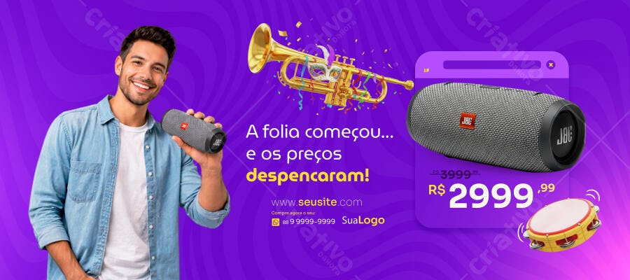 Banner Carnaval Loja Eletrônicos Promoção PSD Editável