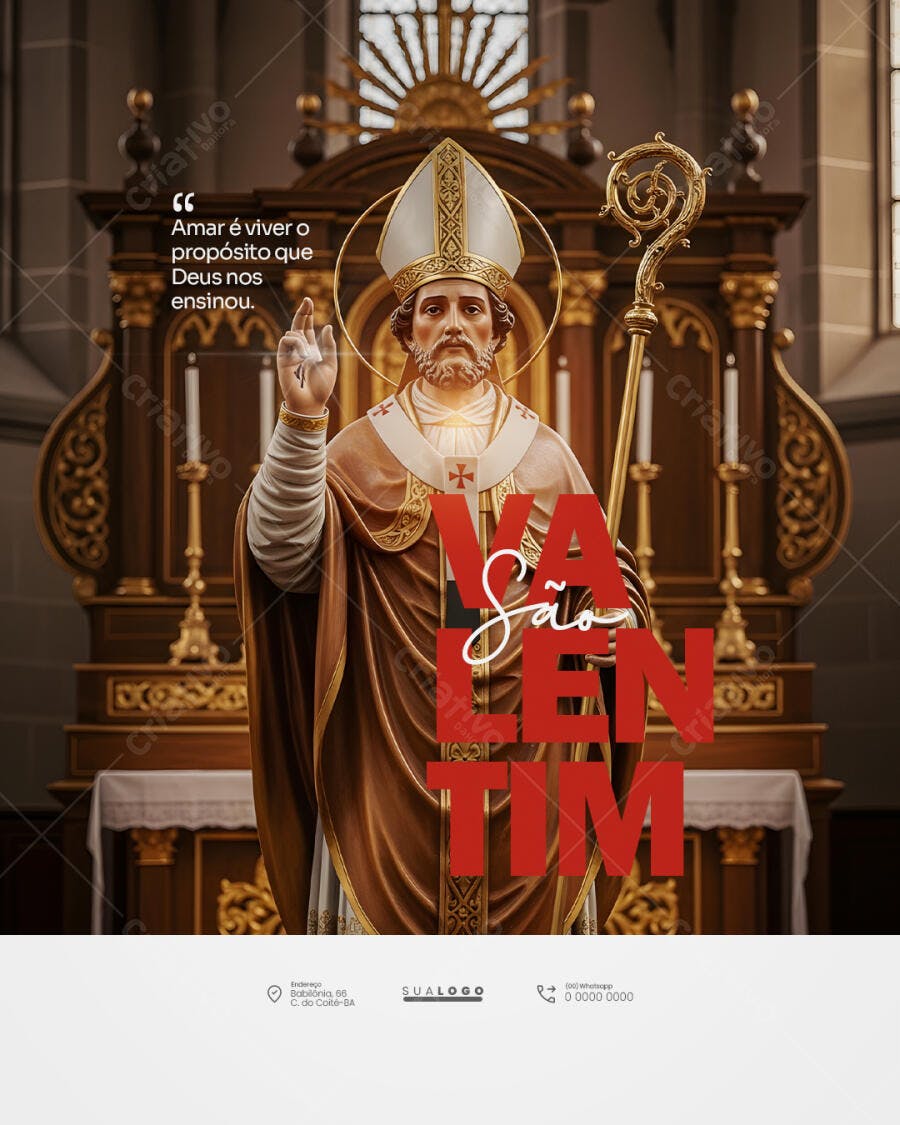 Post Instagram Dia de São Valentim Igreja PSD Editável
