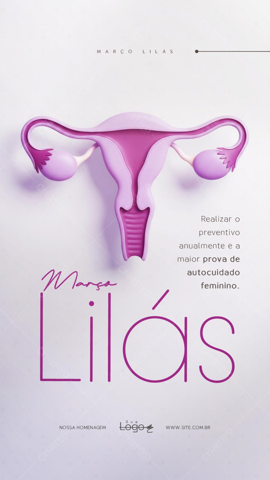 Story Instagram Março Lilás Saúde Feminina PSD Editável