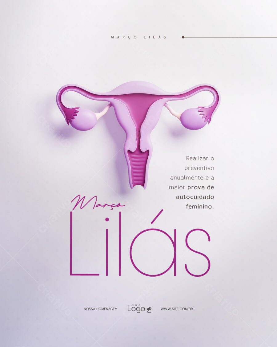 Post Março Lilás Saúde Feminina PSD Editável