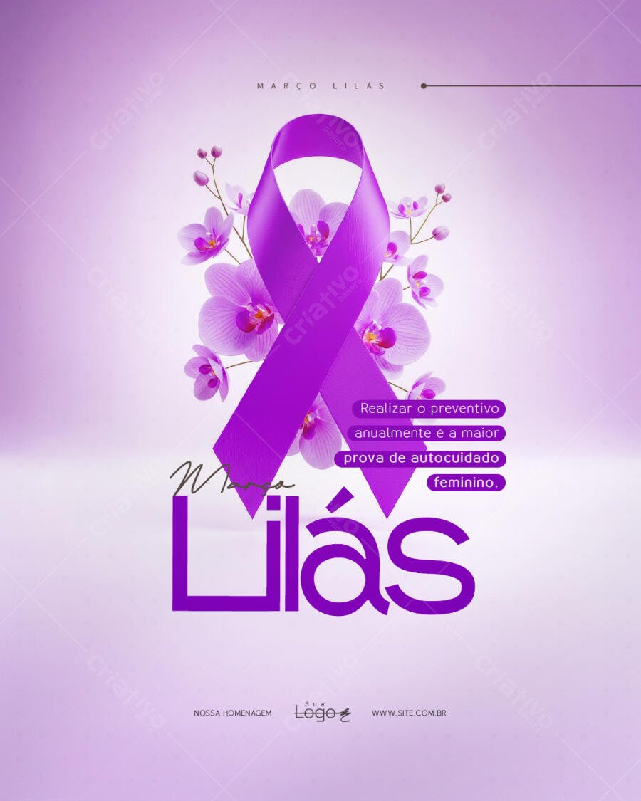 Post Instagram Março Lilás Prevenção Feminina PSD Editável