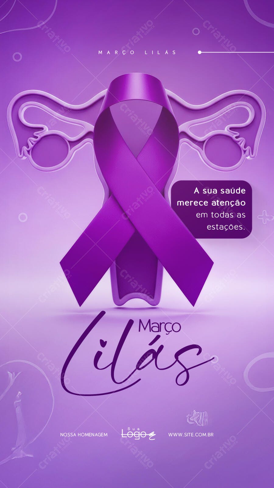 Story Instagram Março Lilás Saúde Mulher PSD Editável
