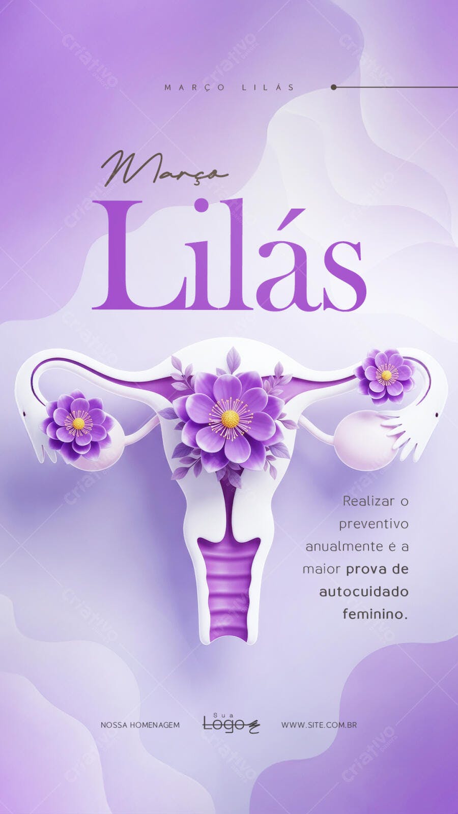 Story Instagram Março Lilás Saúde Feminina PSD Editável